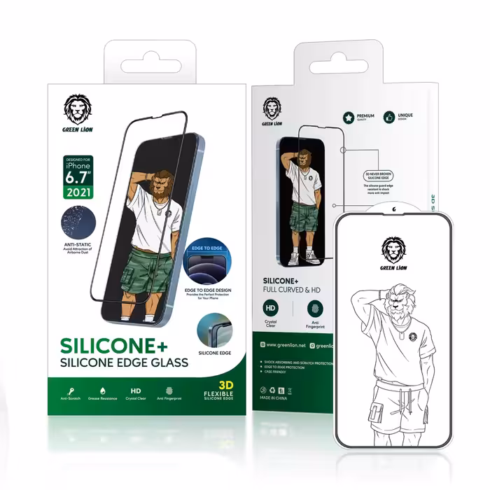 گلس گوشی iPhone 13 pro max گرین لاین مدل silicon plus - ایسل