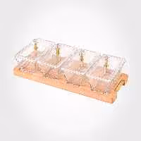 اردور خوری مستطیل دربدار پایه چوبی 4 عددی لیمون کد 2249