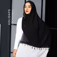 شال جاذبه تک رنگ سفیدمشکی