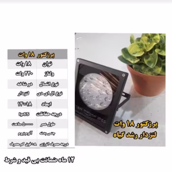 پرژکتور 18 وات لنزدار رشد گیاه