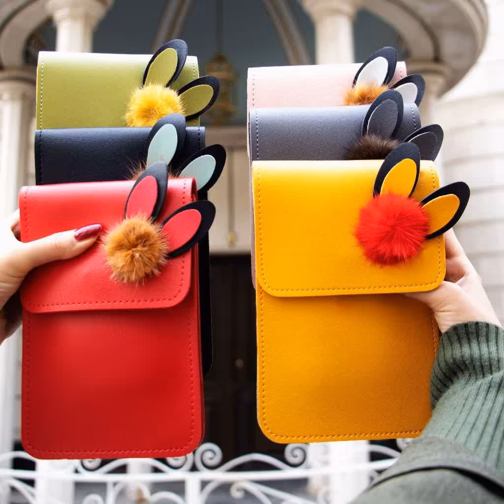 کیف ترند دوشی دخترانه مدل خرگوش پوم پوم دار 