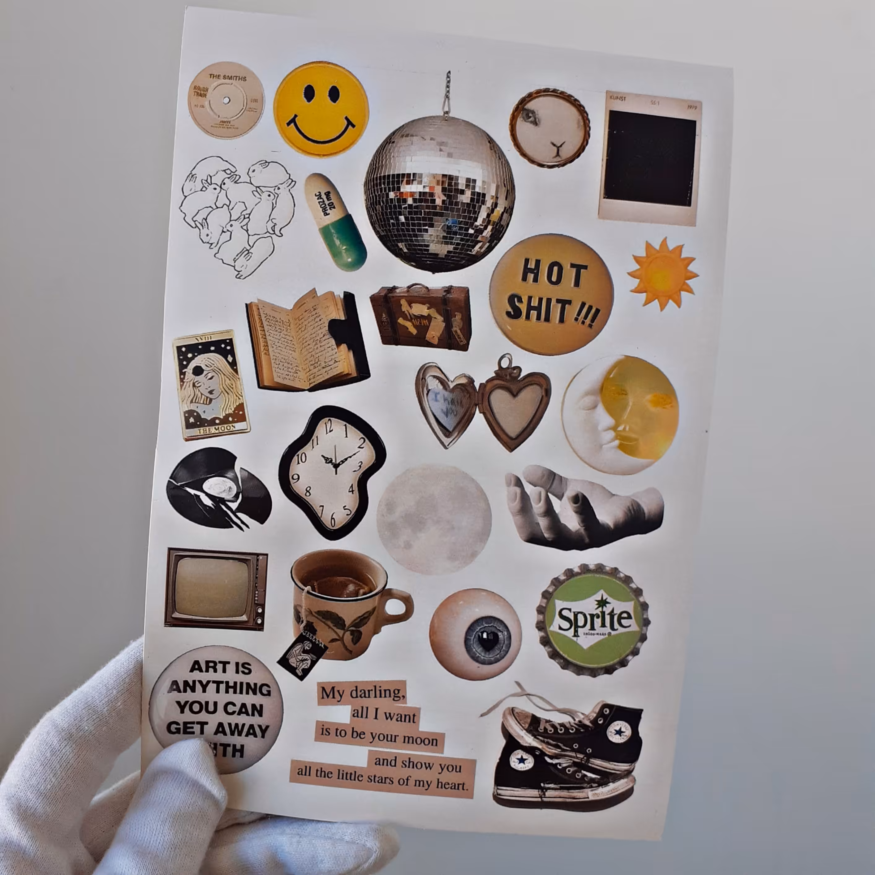 برچسب برش نخورده طرح خیلی درهم برهم سایز کوچک تر از A5 