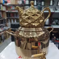 کتری قوری طلایی روگازی طلایی کتری قوری استیل طلایی شیردار 