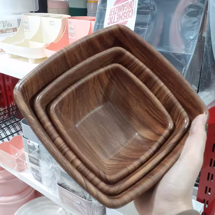 کاسه 4 گوش طرح چوب کیفیت عالی