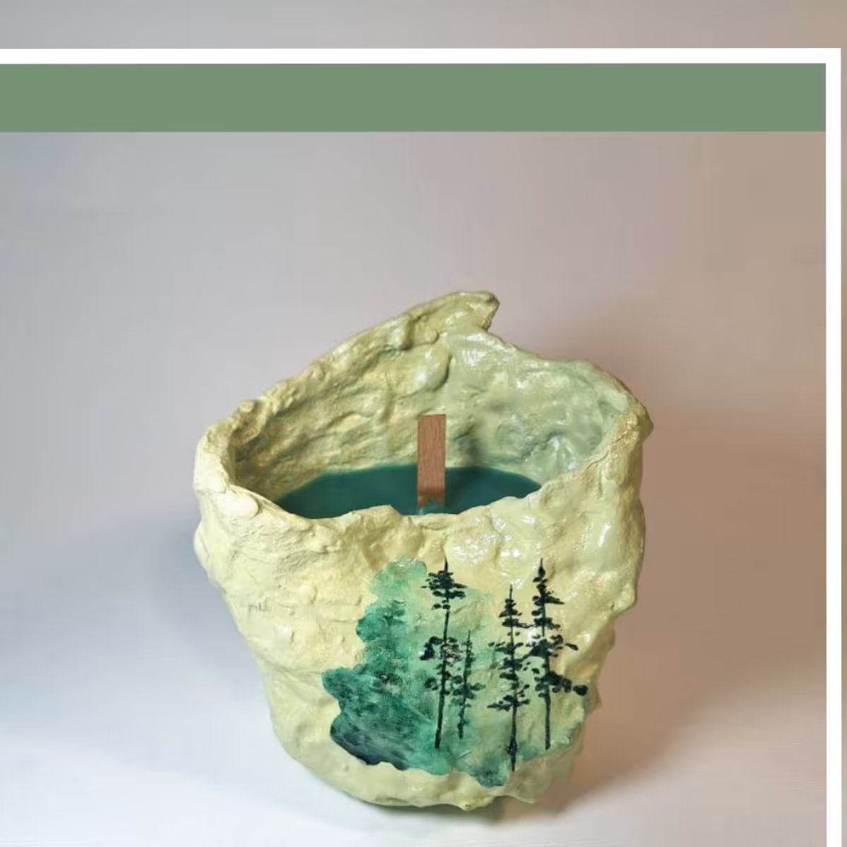 شمعدان دست ساز نقاشی شده طرح جنگل