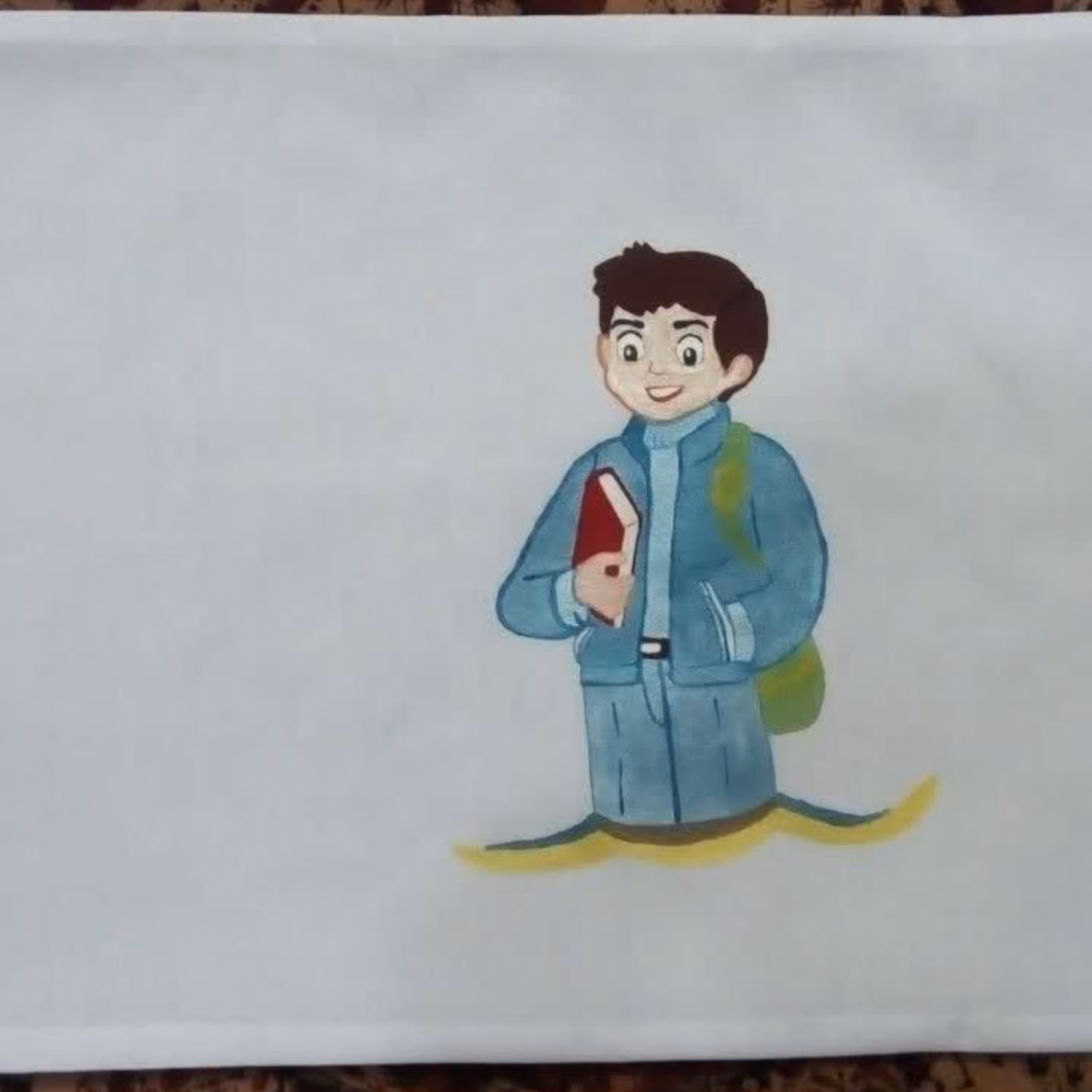 بالشتک با طرح نوجوان و پارچه نخی در ابعاد 35 در 45 سانتی متر