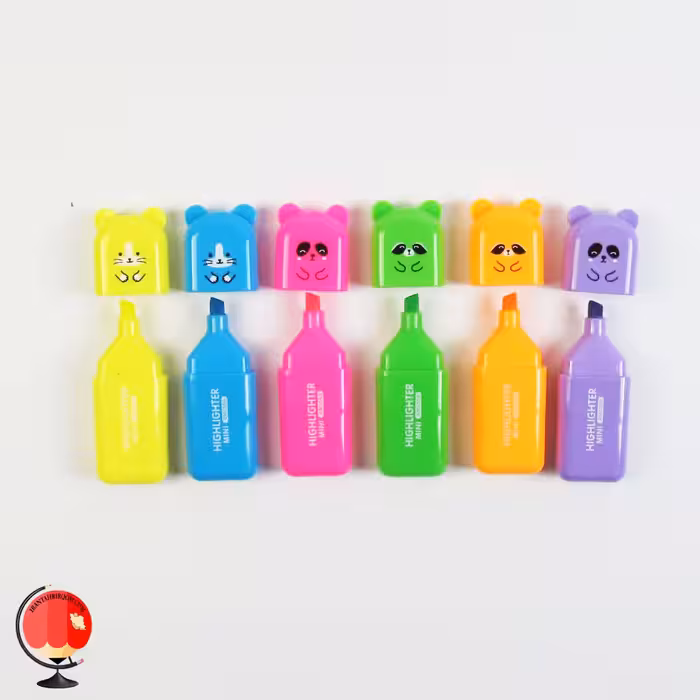 ماژیک هایلایتر فانتزی پاستلی طرح خرسی 6 رنگ