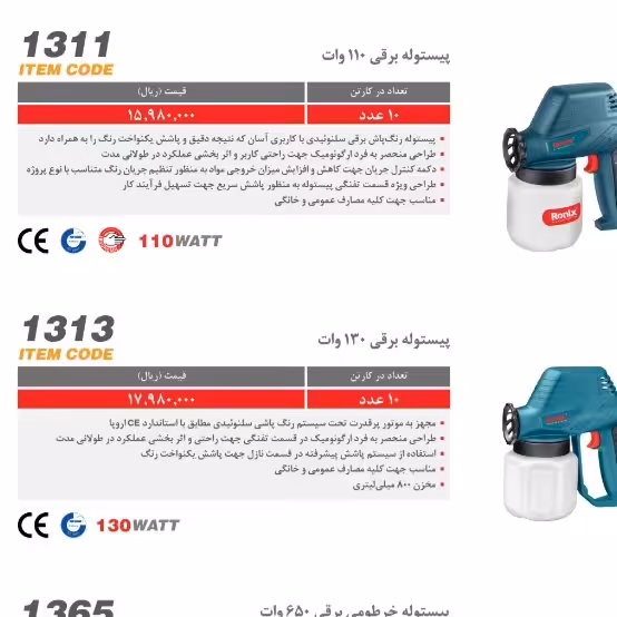 پیستوله برقی رونیکس 110 وات 1311
