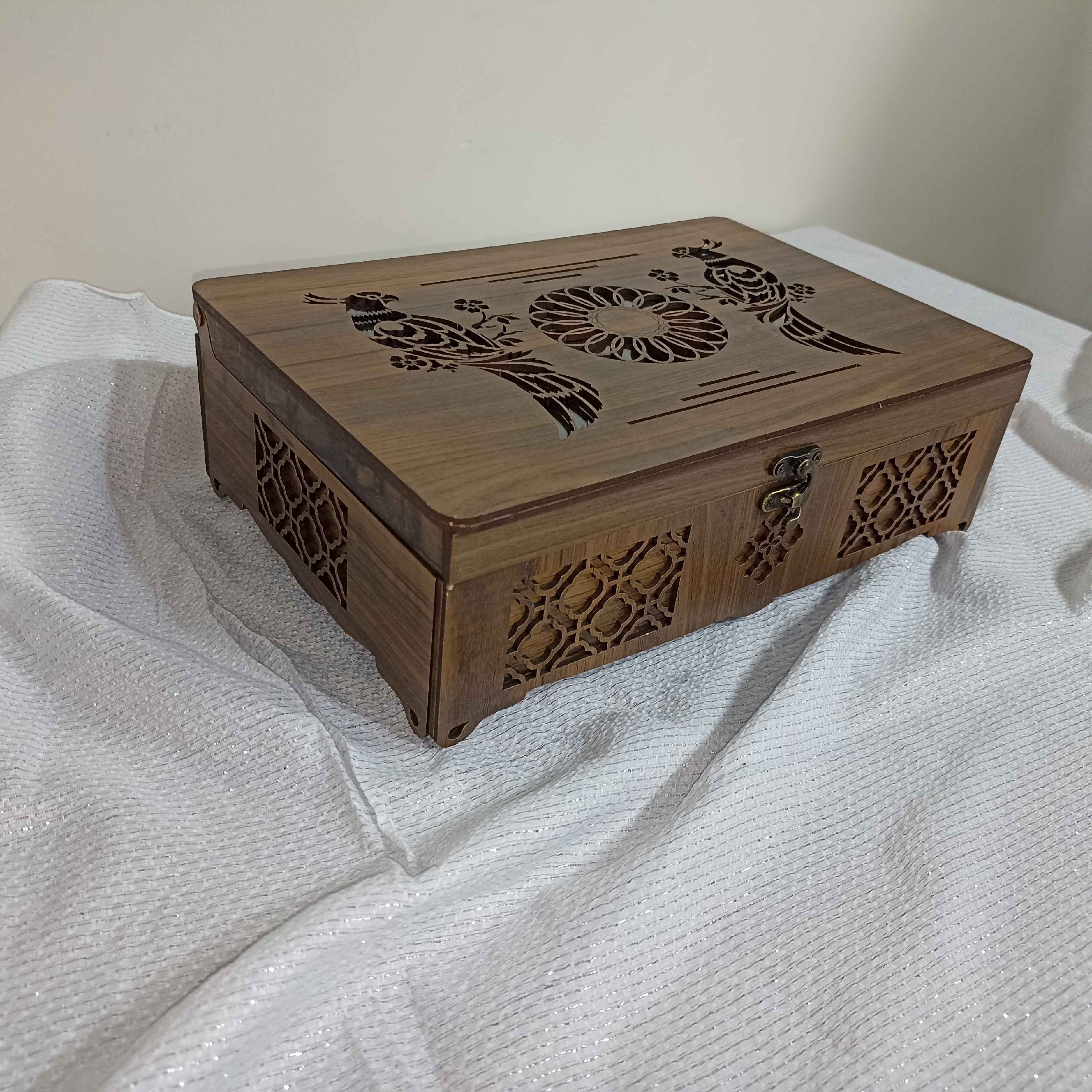 جا تی بگ و دمنوش چوبی طرح ققنوس 2 لایه با استحکام بالا