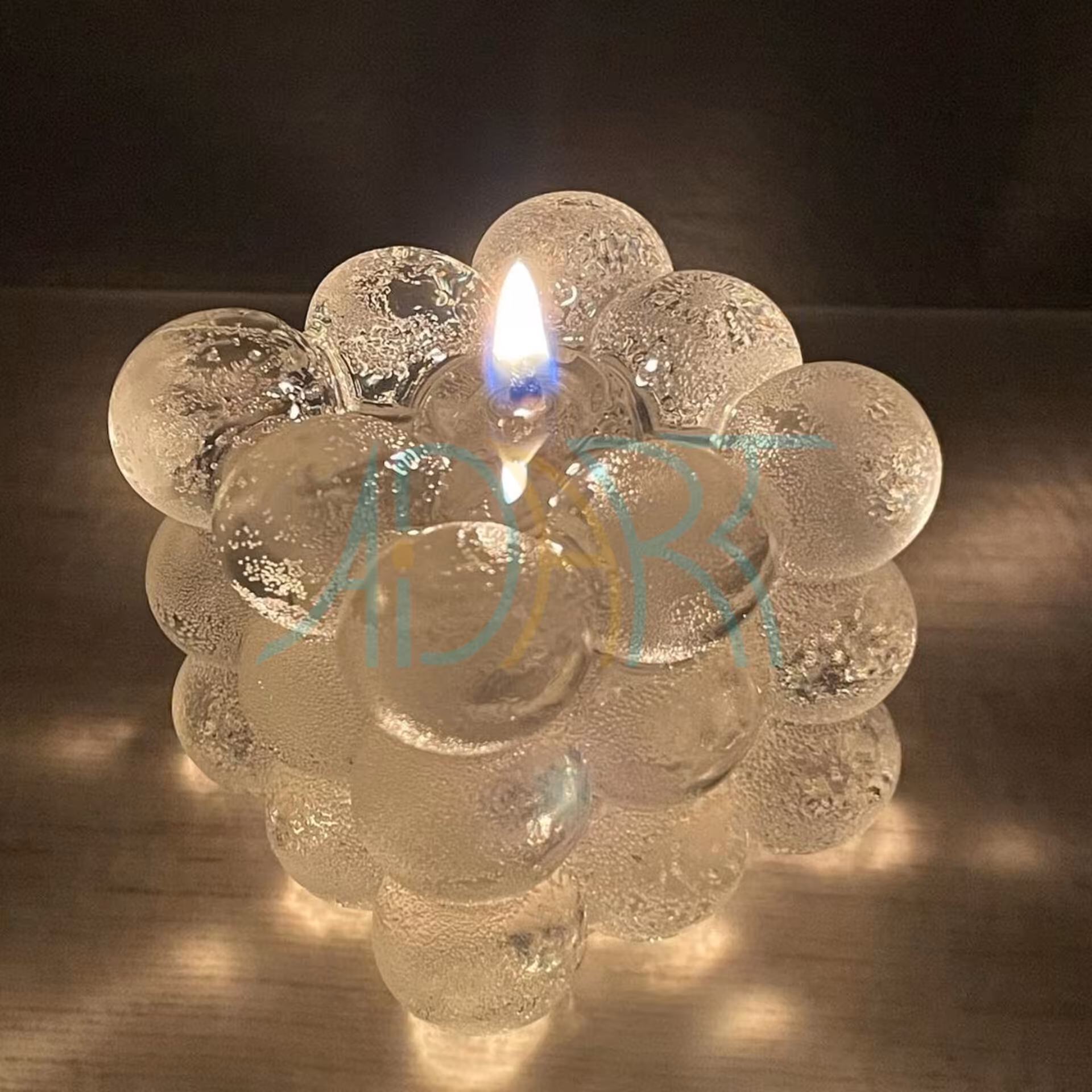 شمع روبیک 9 تایی شیشه ای ورق طلا