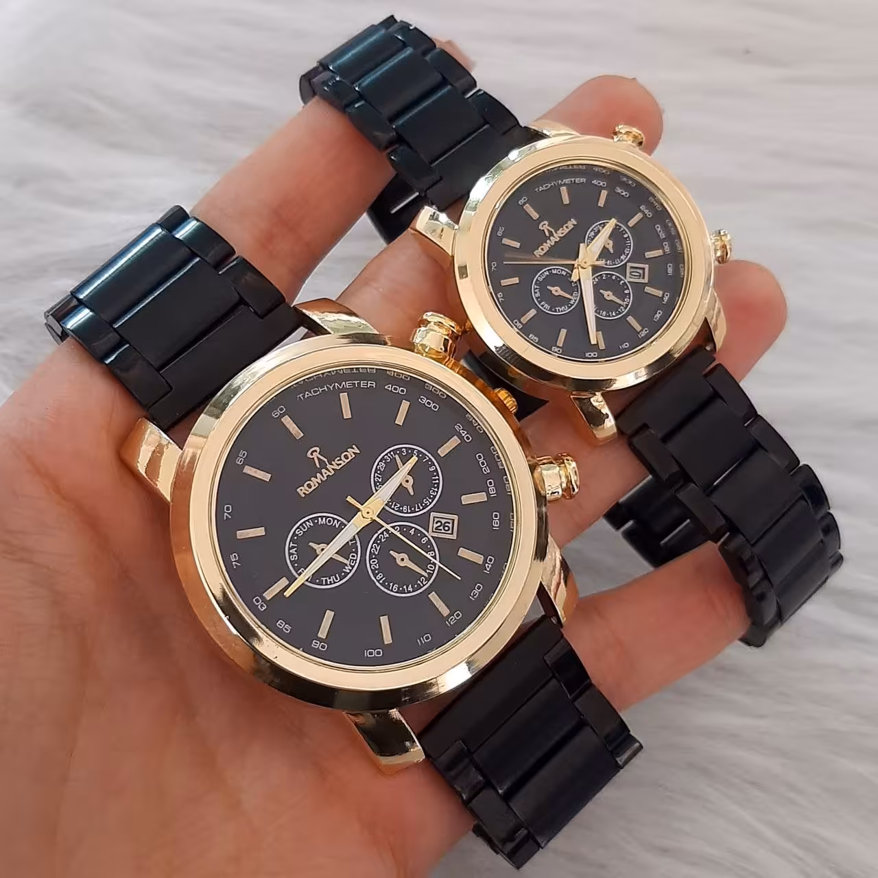 ساعت ست رومانسون مشکی صفحه مشکی 