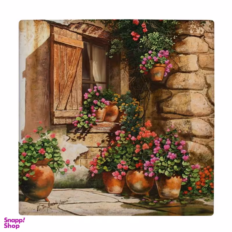 زیر لیوانی طرح خانه ایتالیایی و گلدان ها کد 4045692_2451