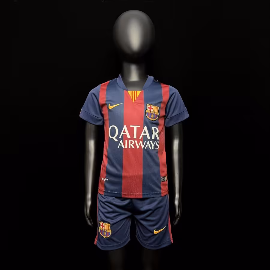 لباس کلاسیک بچه گانه بارسلونا 2015-2014 کیت اول