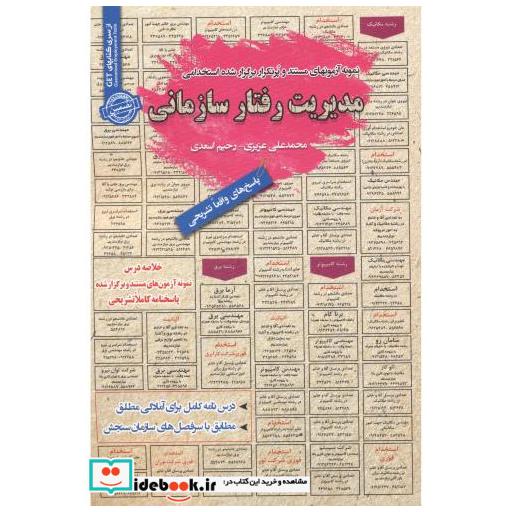 کتاب نمونه آزمونهای استخدامی مدیریت رفتار سازمانی اثر محمدعلی عزیزی