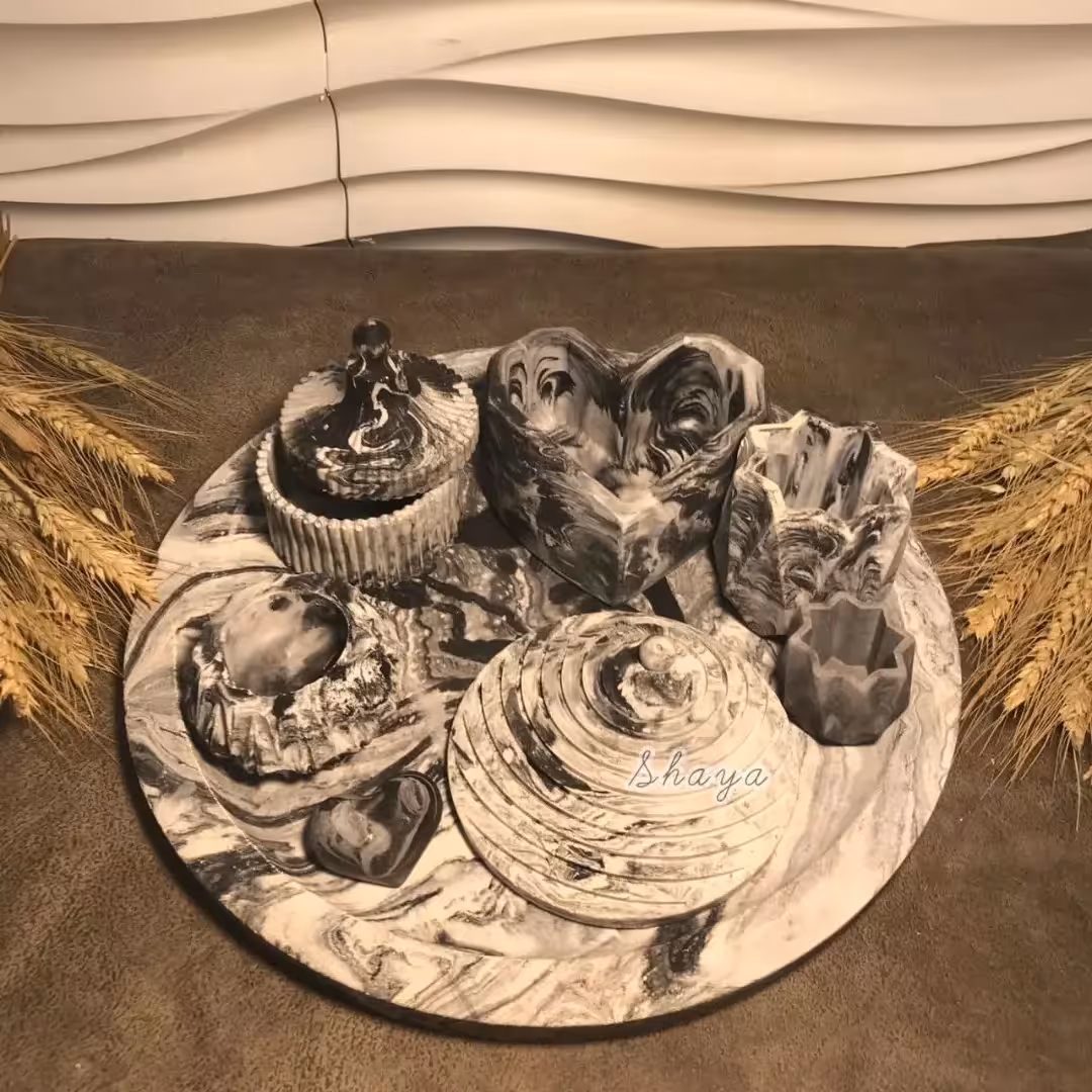 سینی گرد دکوراتیو بتنی