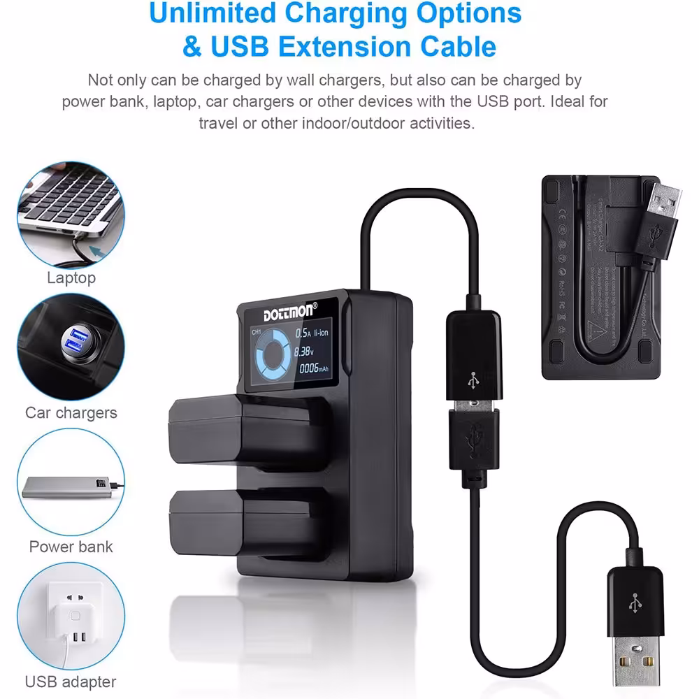 شارژر باتری دوربین سونی دو اسلات همراه با 2 عدد باتری اصلی