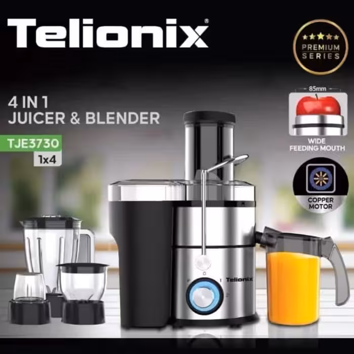 آبمیوه گیری چهار کاره تلیونیکس Telionix اصلی درجه یک وارداتی،آسیاب برقی،مخلوط کن برقی خارجی،خردکن،میکسر،شیکر،پس کرایه