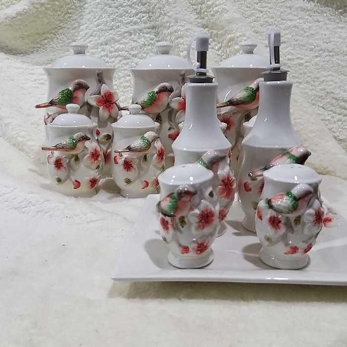 پا سماوری سرامیکی گل برجسته 12 پارچه درجه یک .