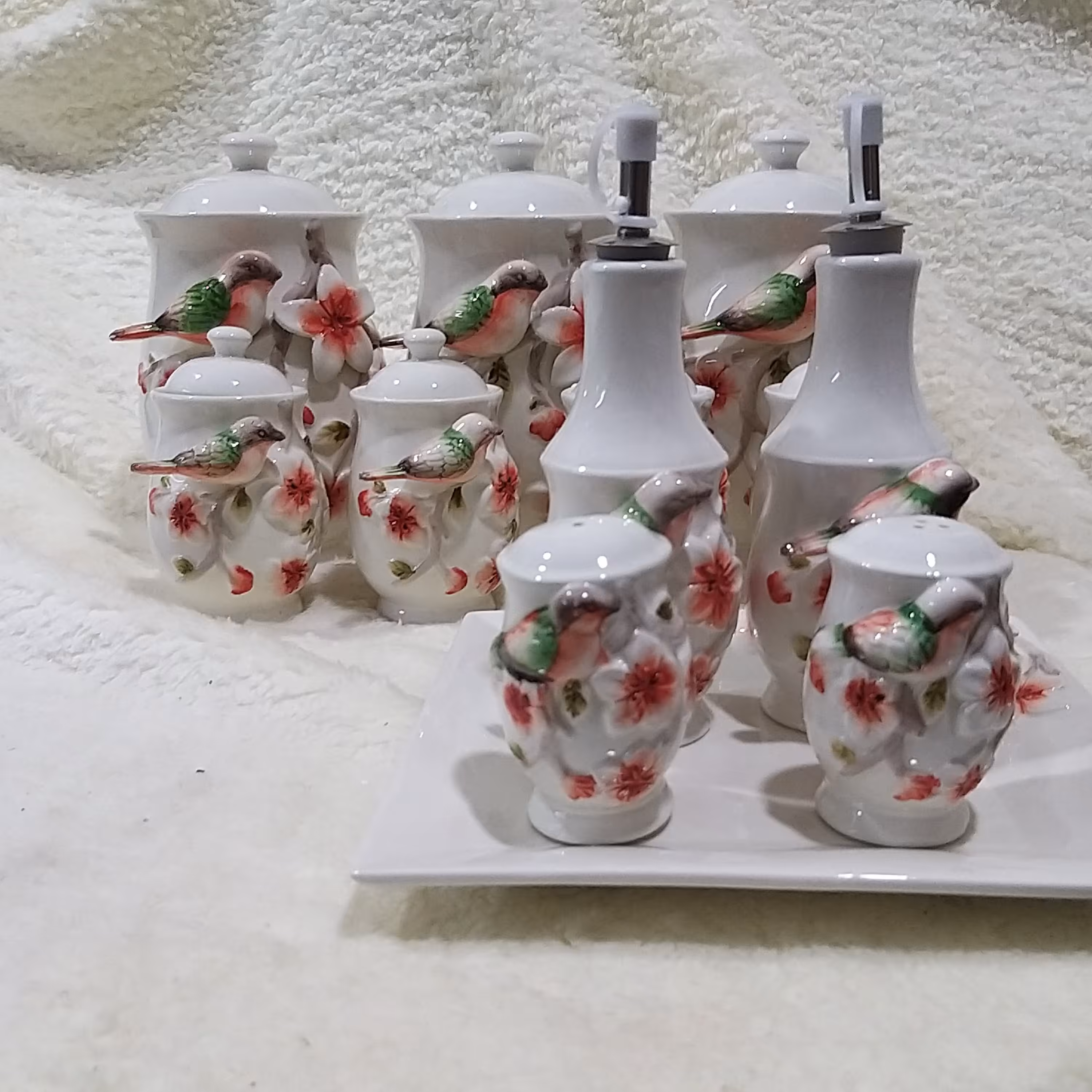 پا سماوری سرامیکی گل برجسته 12 پارچه درجه یک .