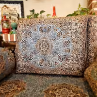 پشتی سنتی ترمه طرح سالار رنگ طوسی (یک جفت)