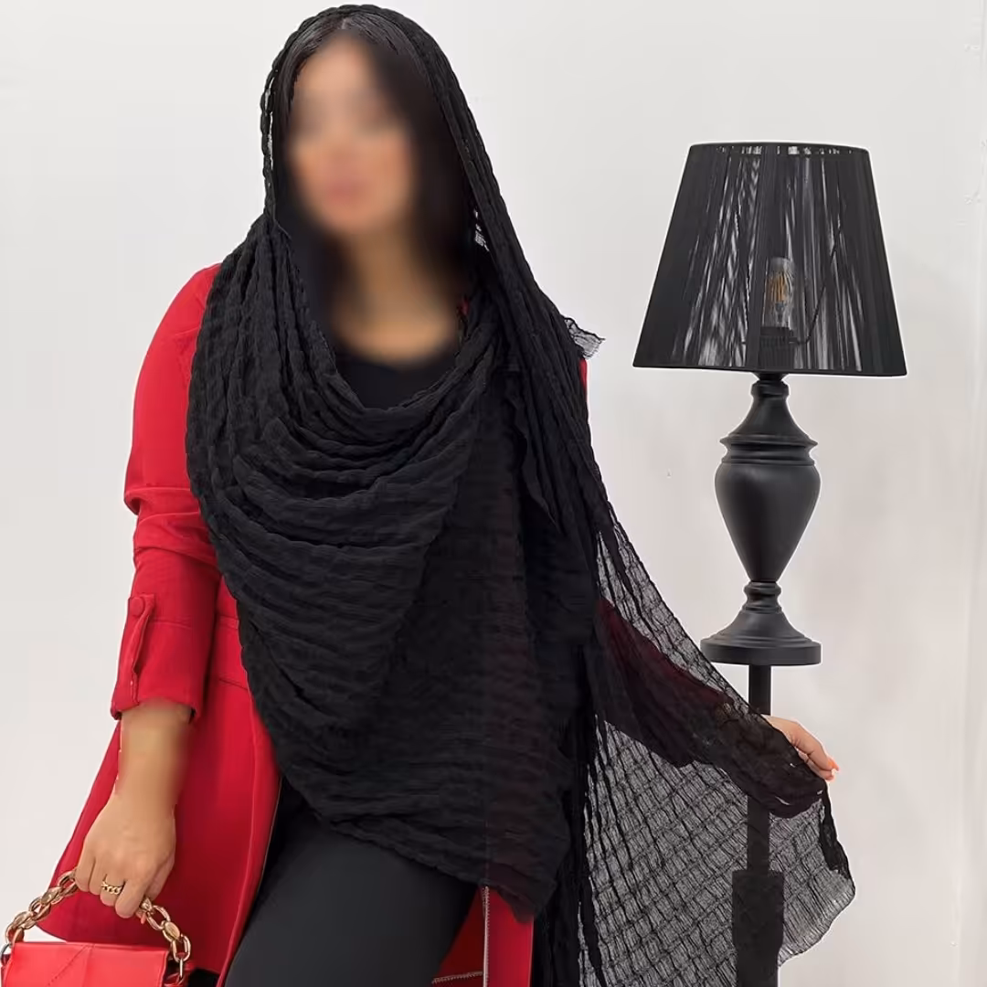 شال نخی پفکی چهارخانه خنک بهاری کولردار جنس عالی برند زنانه دخترانه مجلسی  رنگ ثابت 