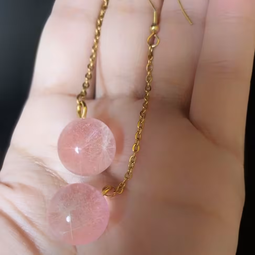 گوشواره قاصدکی صورتی