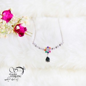 گردنبند نقره زنانه آویز مشکی کد 4094