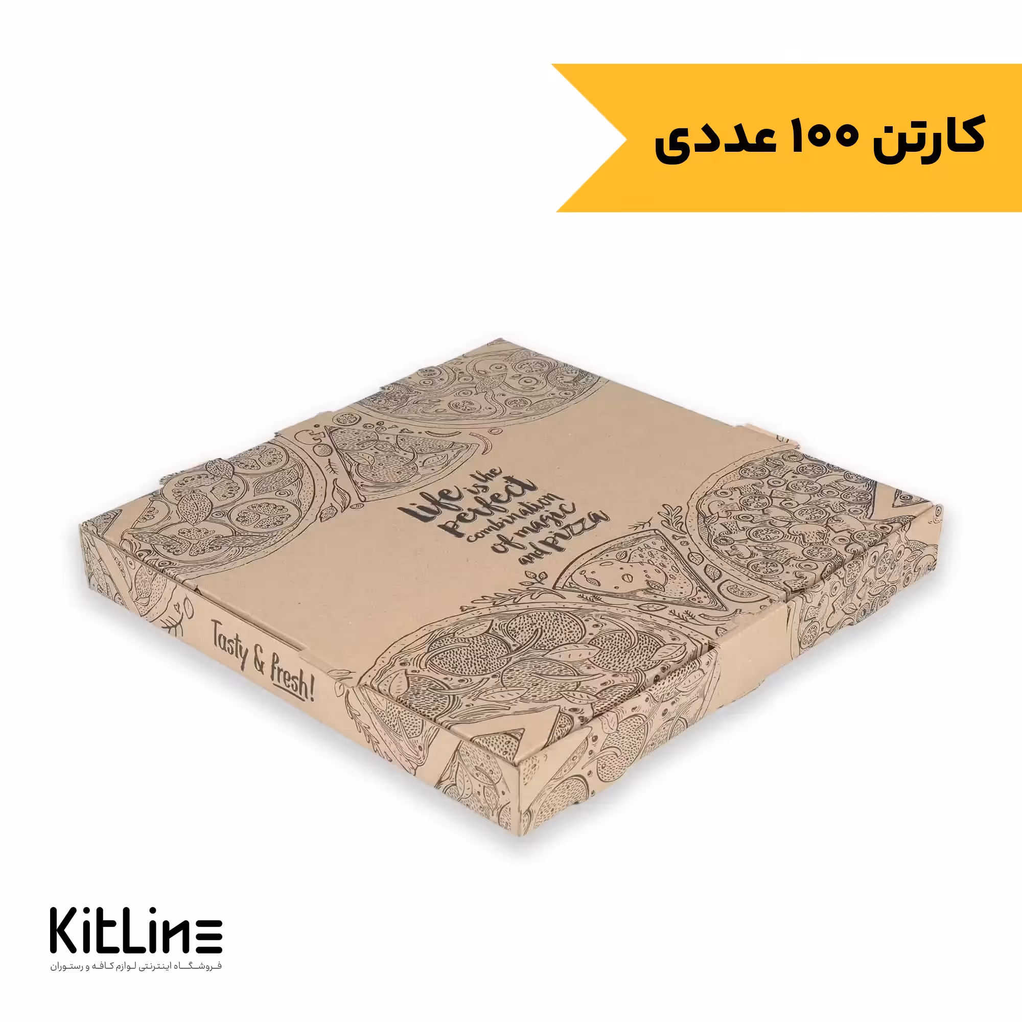 جعبه پیتزا کاغذی ایفلوت طرح لایف 33 سانتیمتری (کارتن 100 عددی)