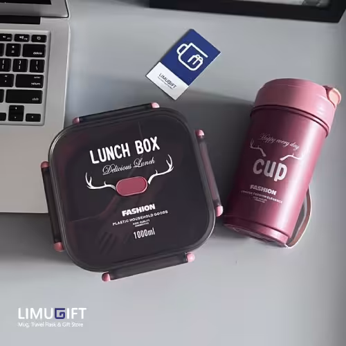 0154 ست لانچ باکس و قمقمه فشن