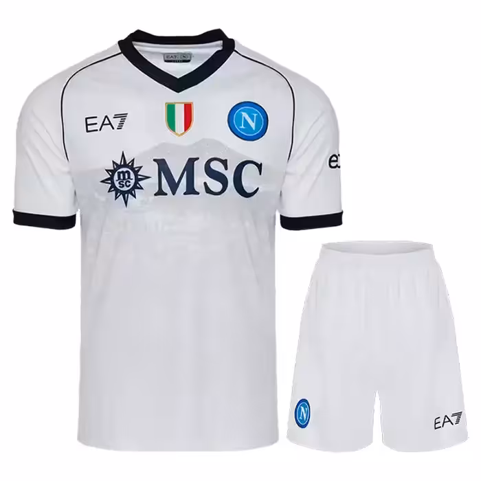 کیت دوم ناپولی 2024 ست پیراهن و شورت با لوگوی دوختی و تایلندی