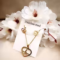 نیم ست طرح ضربان قلب طلایی استیل