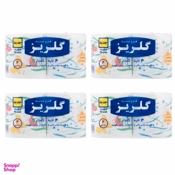 دستمال توالت گلریز مدل گلدار کد 001 4 بسته 2 عددی