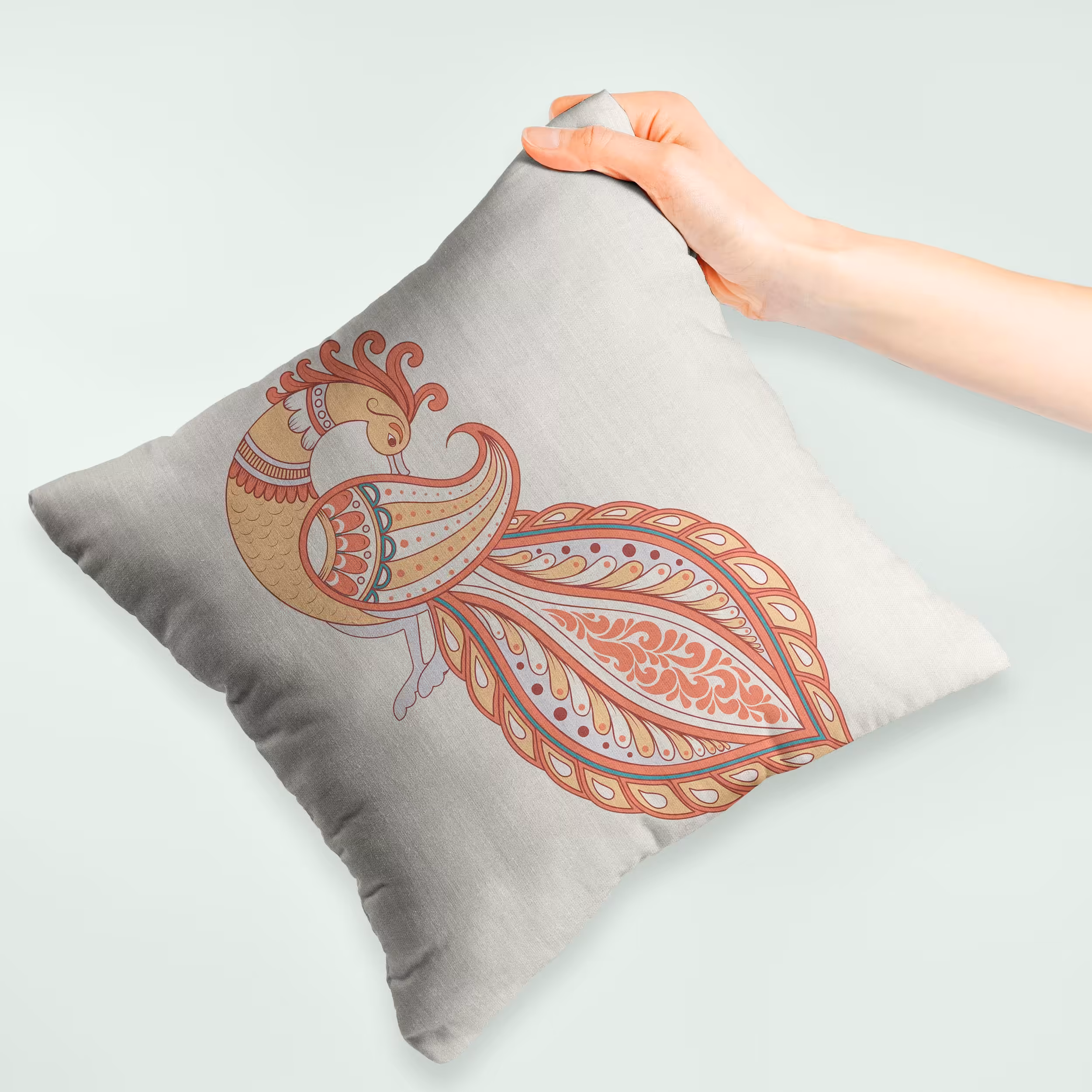 کاور کوسن  طرح اسلیمی مرغ عشق از جنس مخمل