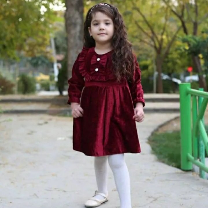 پیراهن پاییزی مخمل کبریتی