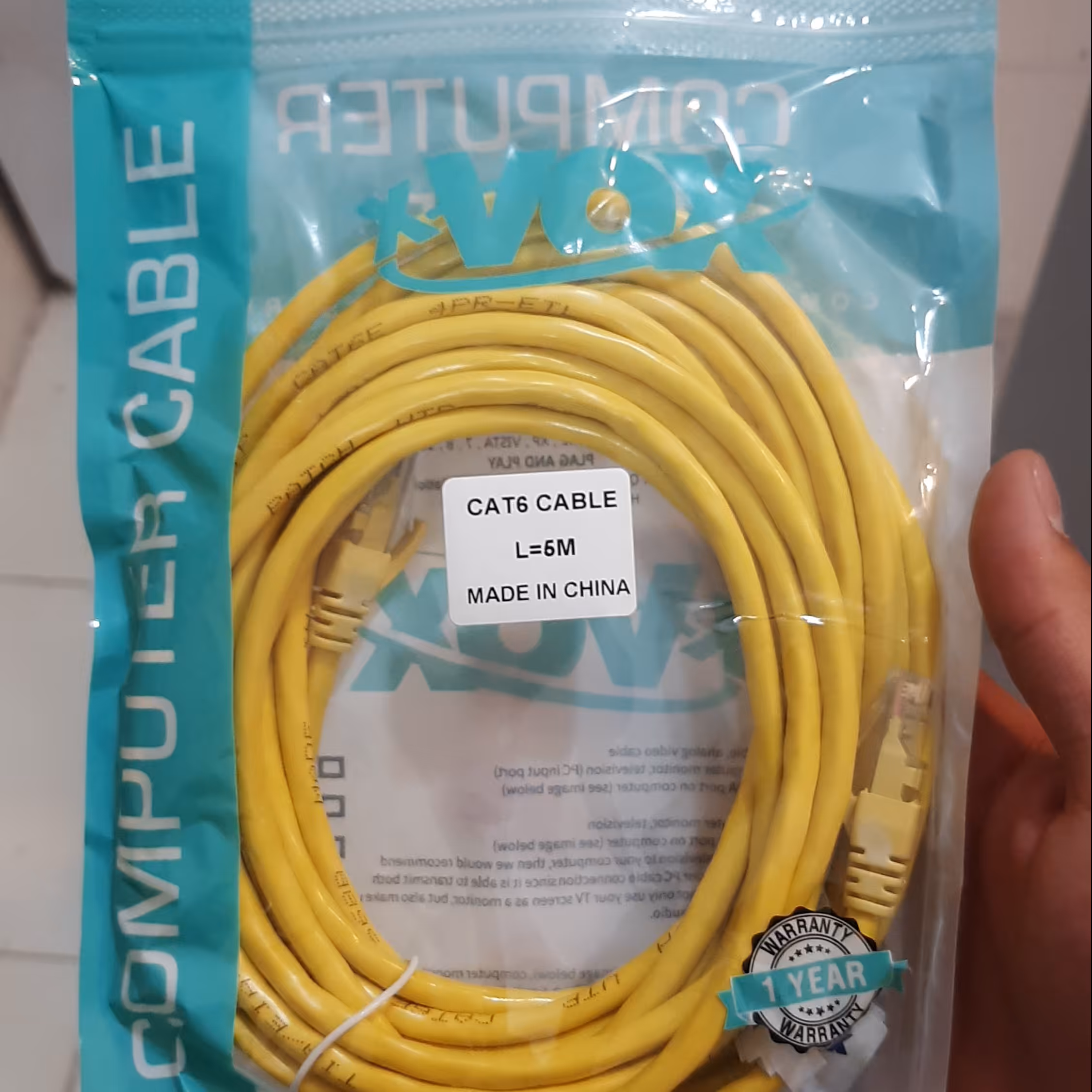 کابل لن 5 متری کت 6