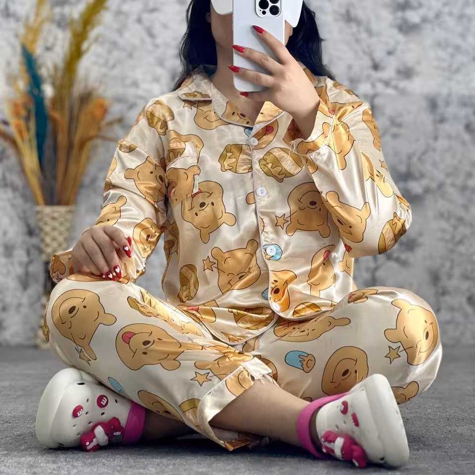 ست دو تیکه ساتن طرح 4