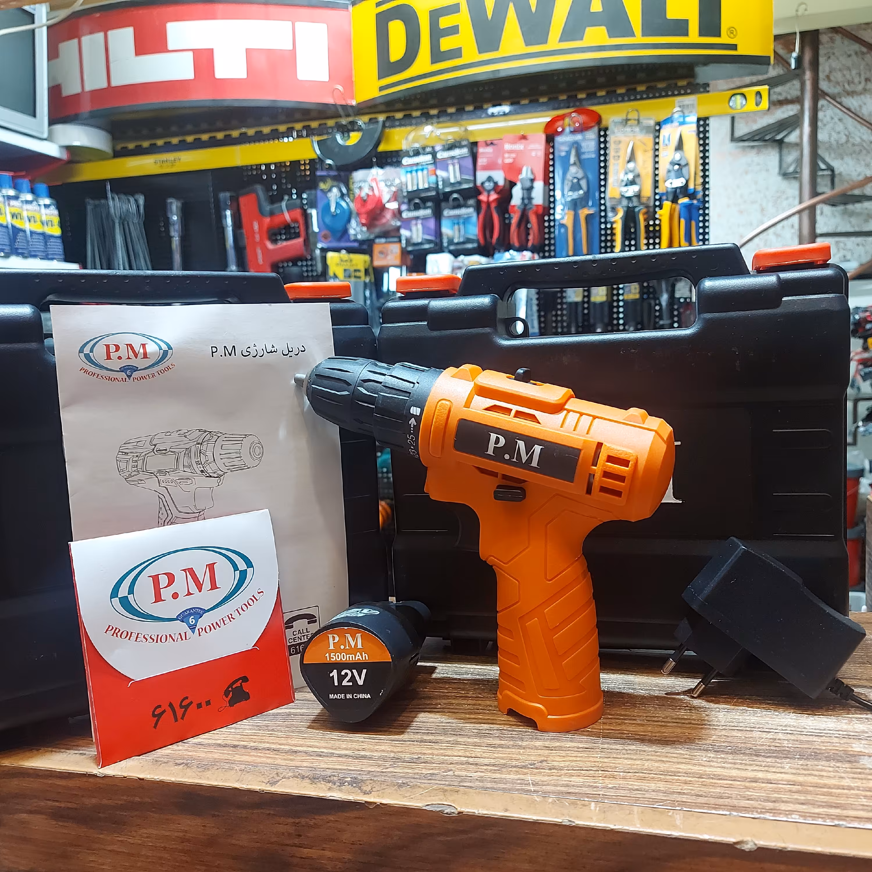 دریل شارژی 12 ولت پی ام P.M با شش ماه گارانتی مدل PM-CE1 شرکت Anchor