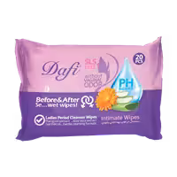 دستمال مرطوب بهداشتی بانوان دافی بسته 20 عددی