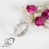 انگشتر نقره زنانه دو عددی با نگین سوارسکی کد4250