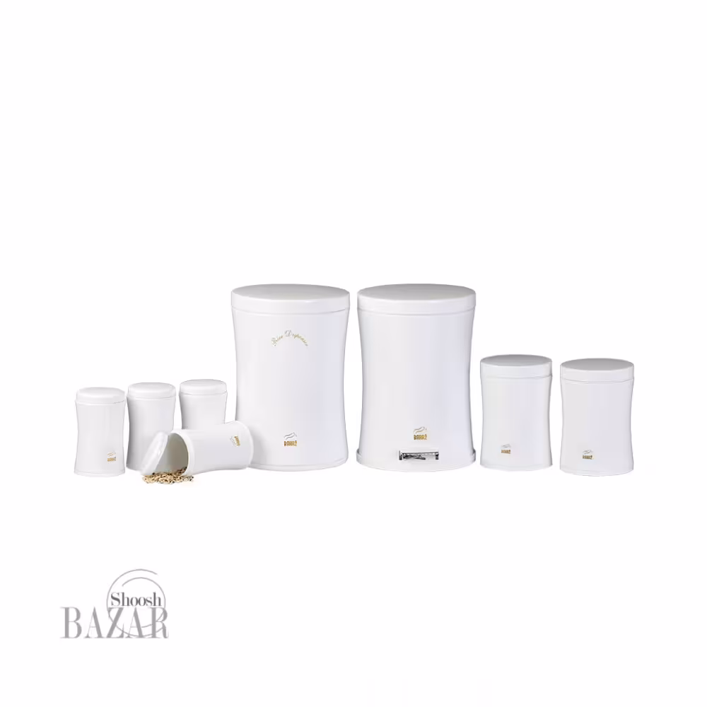 سرویس جهیزیه 8 پارچه کمرباریک سفید درب فلزی بهازکالا 16300089