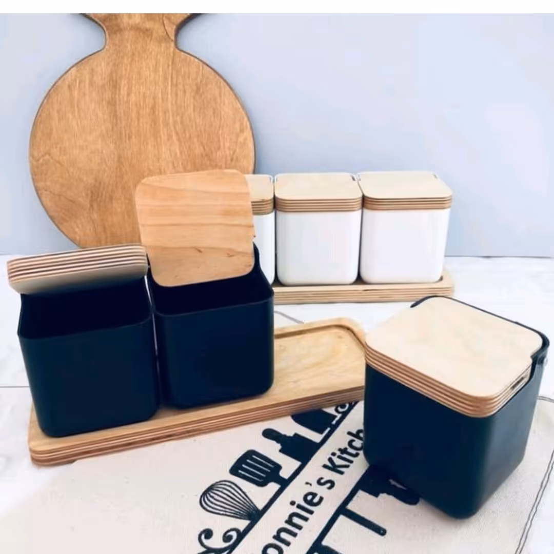  ظرف جا ادویه چوبی بانکه ادویه و تنقلات