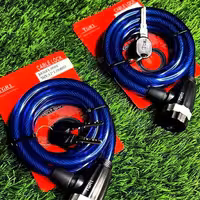 قفل دوچرخه(مغزی برنج همراه 2عدد کلید)تسمه قفل سیم بکسلی