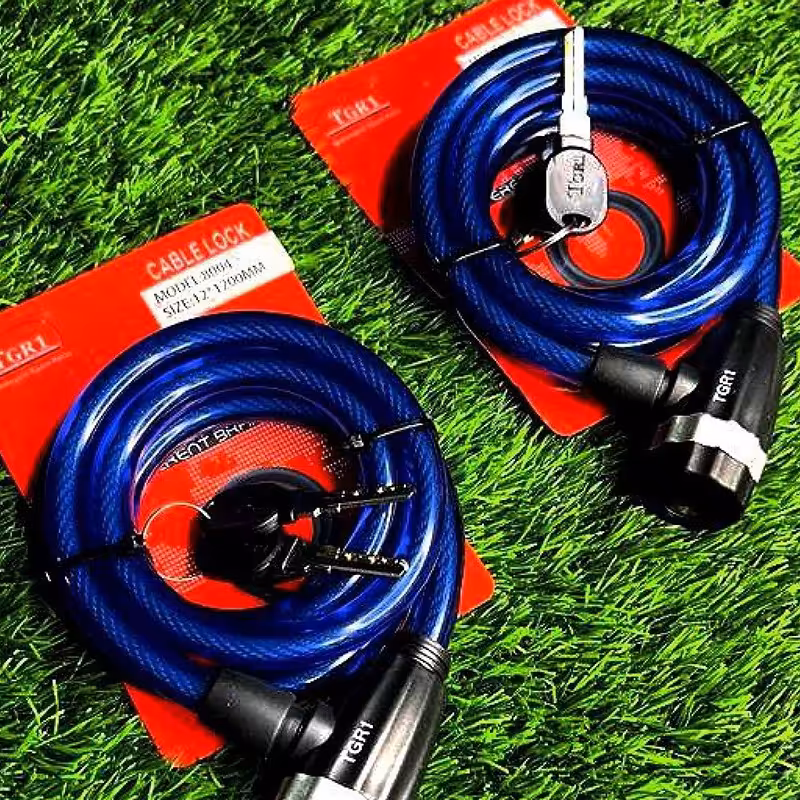 قفل دوچرخه(مغزی برنج همراه 2عدد کلید)تسمه قفل سیم بکسلی