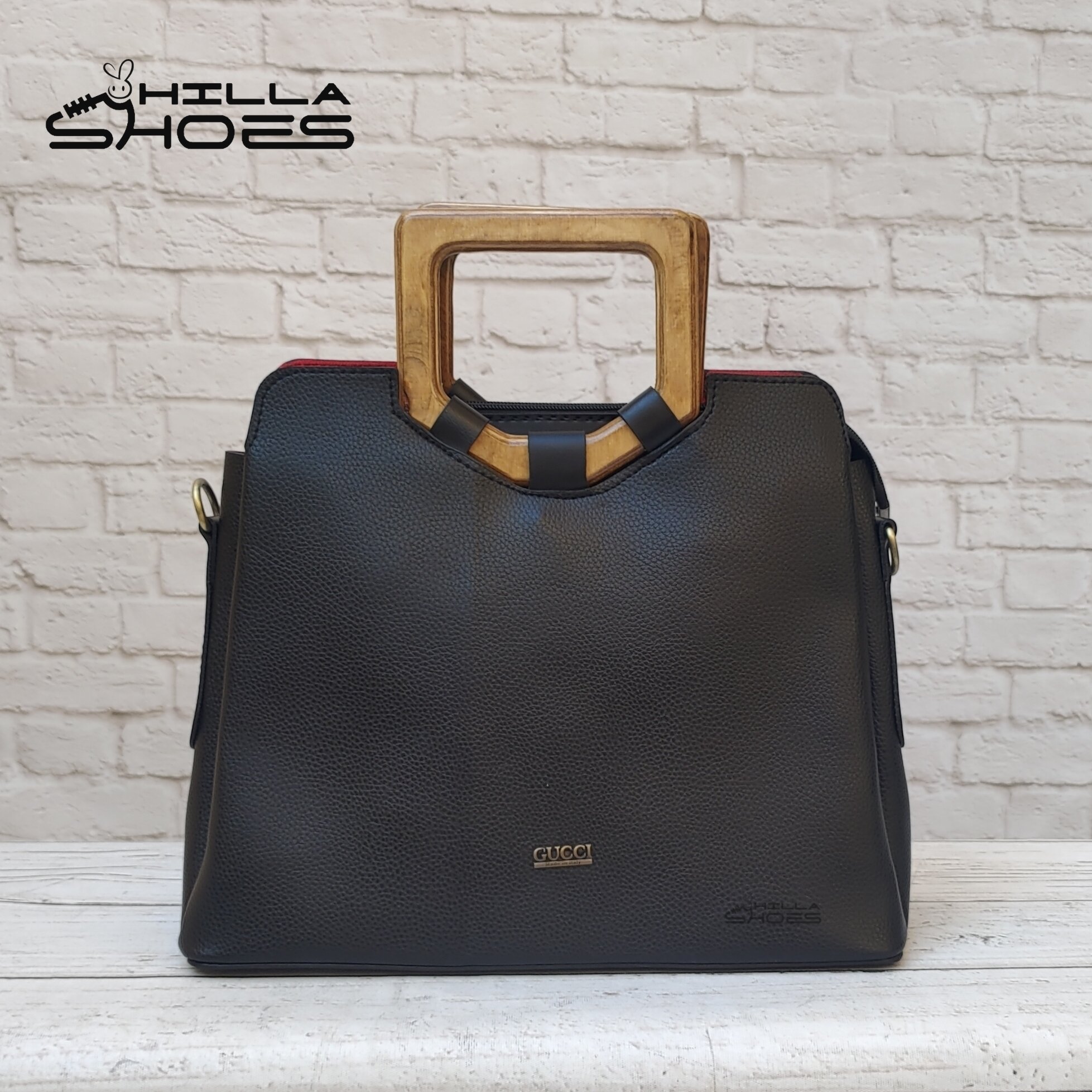 کیف زنانه دسته چوبی چرم سایز متوسط با ارسال رایگان کد 64