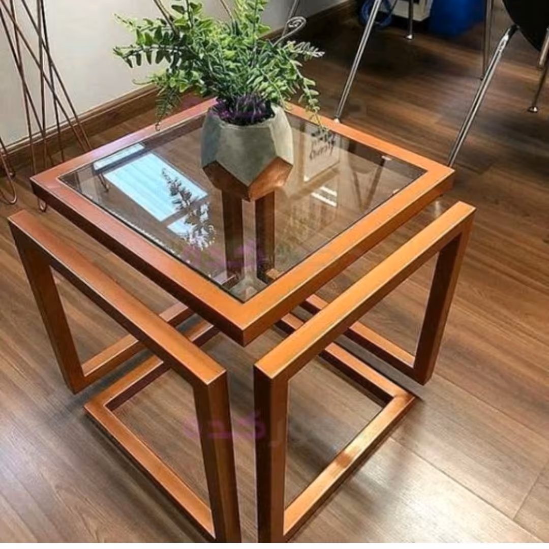 میز وسط مکعبی چوب فلز 