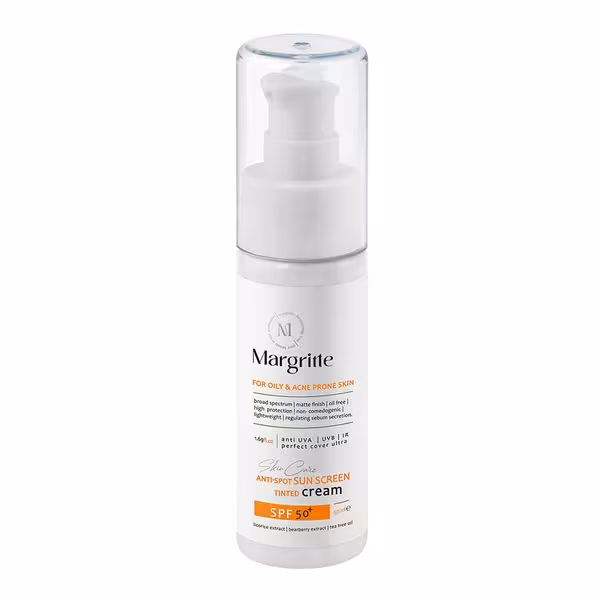 ضد آفتاب و روشن کننده رنگی مناسب پوست چرب و مستعد آکنه   SPF50 بژ طبیعی بژ طبیعی  مارگریت