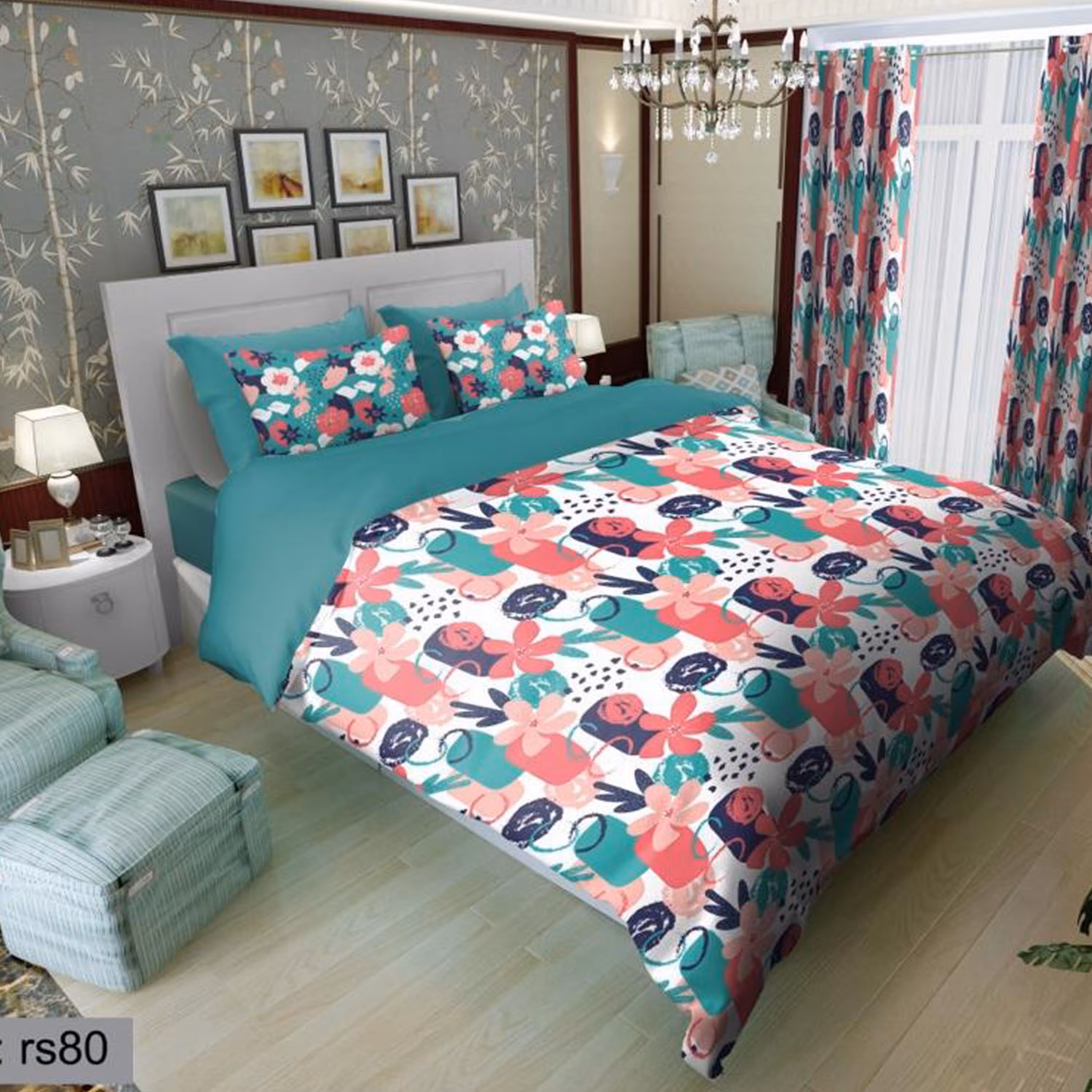 سرویس روتختی 1 نفره تنسل چاپی برندترک لند (Turk Land)  کد rs 80