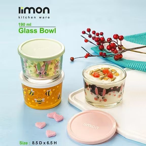 ظرف شیشه ای دربدار لیمون طرح دار