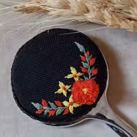 قاب آینه تک دسته ای نقره ای جنس پارچه گونی بافت نخ دمسه آنکور  