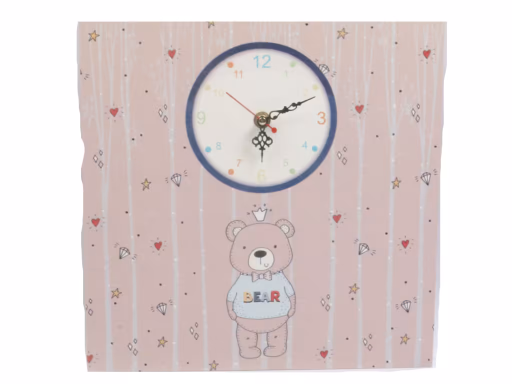 ساعت دیواری ست لوازم اتاق کودک (سایز 30*30) طرح تدی
